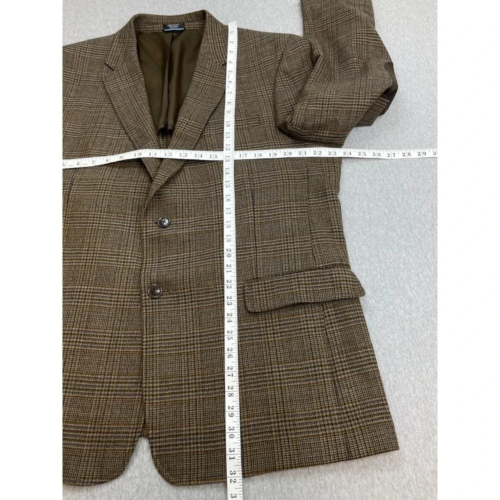 Tommy Hilfiger Blazer‎ Mens 46R Plaid 100% Wool 2-Button Single Breast Elbow Pad